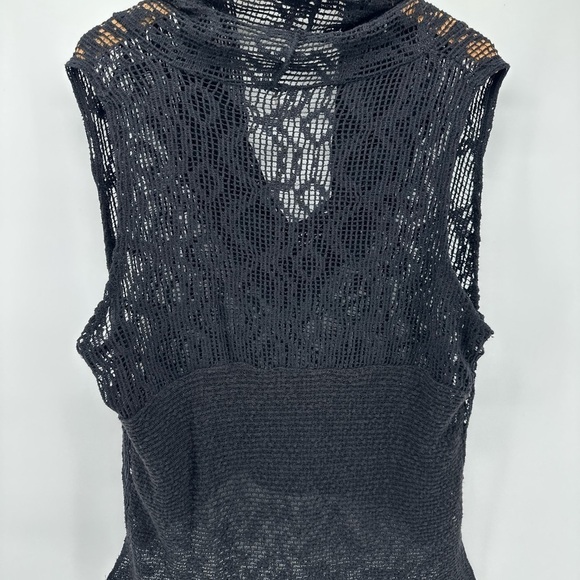 FREE PEOPLE Oversized Black Mesh KNITTED Net Sleeveless Cowl Neck Top WOMENS S - Picture 8 of 8
